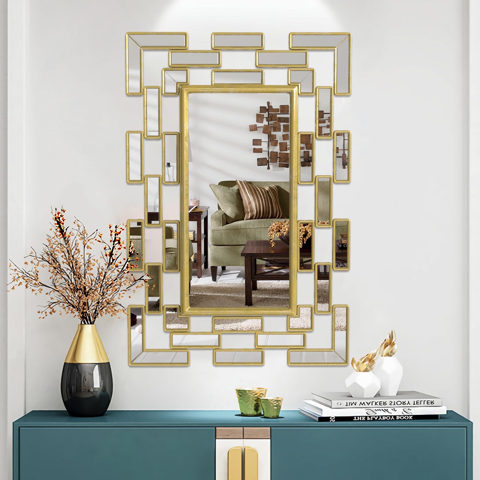 Amazon.com: NXHOME Gold Wall Mirrors Decorative, 24x16 Inch